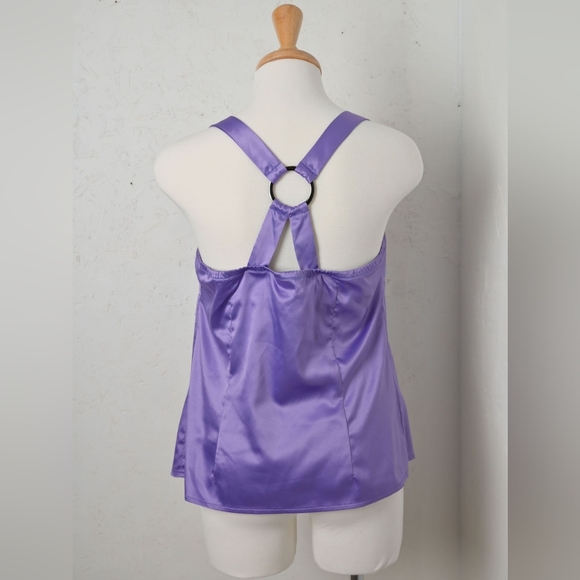 Suzy Shier | Purple y2k style satin cross back padded bust tank top - Picture 2 of 10